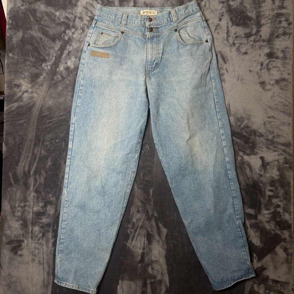 Vintage Y2K Boss Baggy Jeans Light Wash Mens Size 36x32 Damaged Coin Pocket